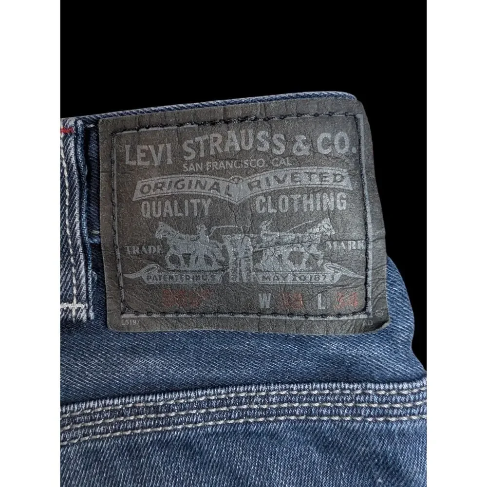 LEVI'S 569 Mens Jeans 38x31 Dark Wash Loose Straight Rare Side Zip Pocket Y2K